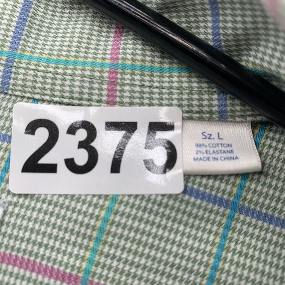 Southern Tide Button Up Shirt Mens Large L Houndstooth Green Pink Preppy Dad - Picture 13 of 14